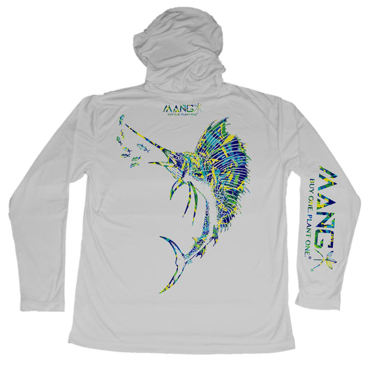 MANG Sailfish Blue Crush Hoodie - S-Pearl Grey