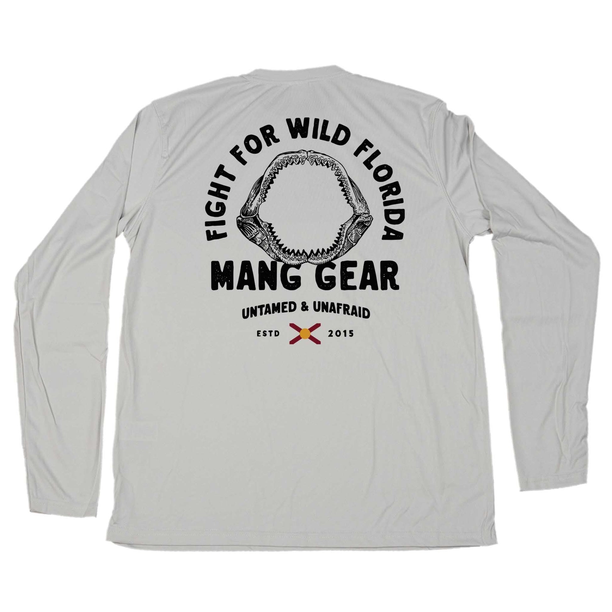 MANG Fight For Wild Florida Shark Jaws - LS - XS-Pearl Gray