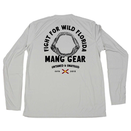 MANG Fight For Wild Florida Shark Jaws - LS - XS-Pearl Gray