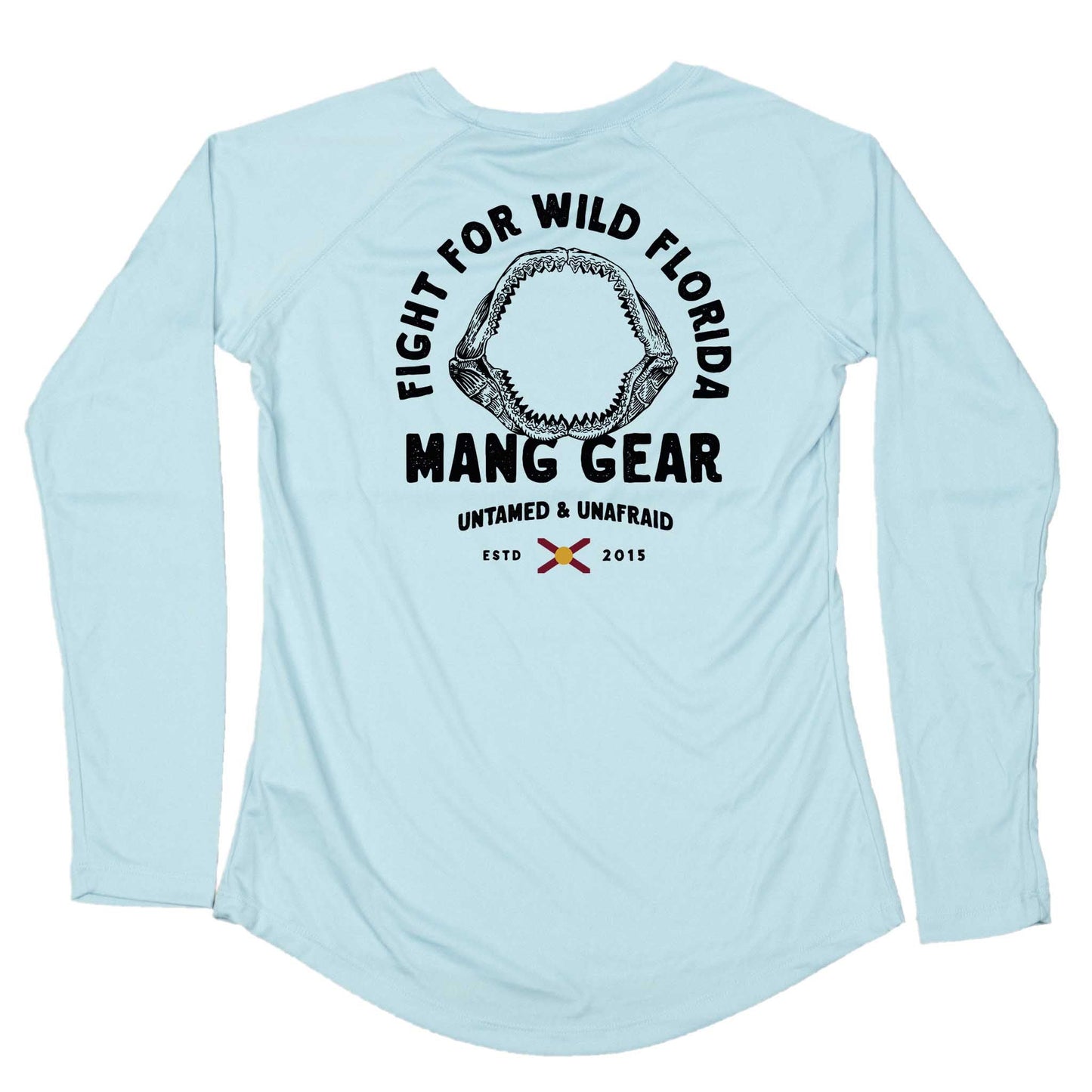 MANG Fight For Wild Florida Shark Jaws - Women's - LS - XS-Arctic Blue