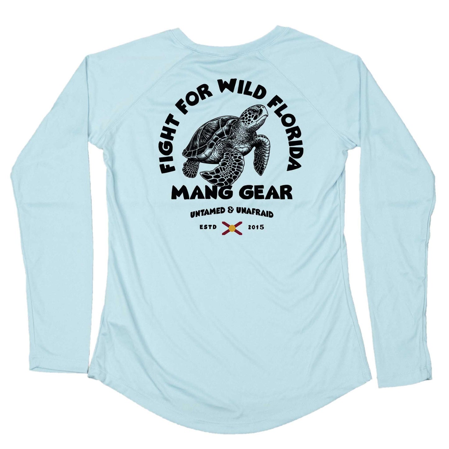 MANG Fight For Wild Florida Sea Turtle - Women's - LS - XS-Arctic Blue