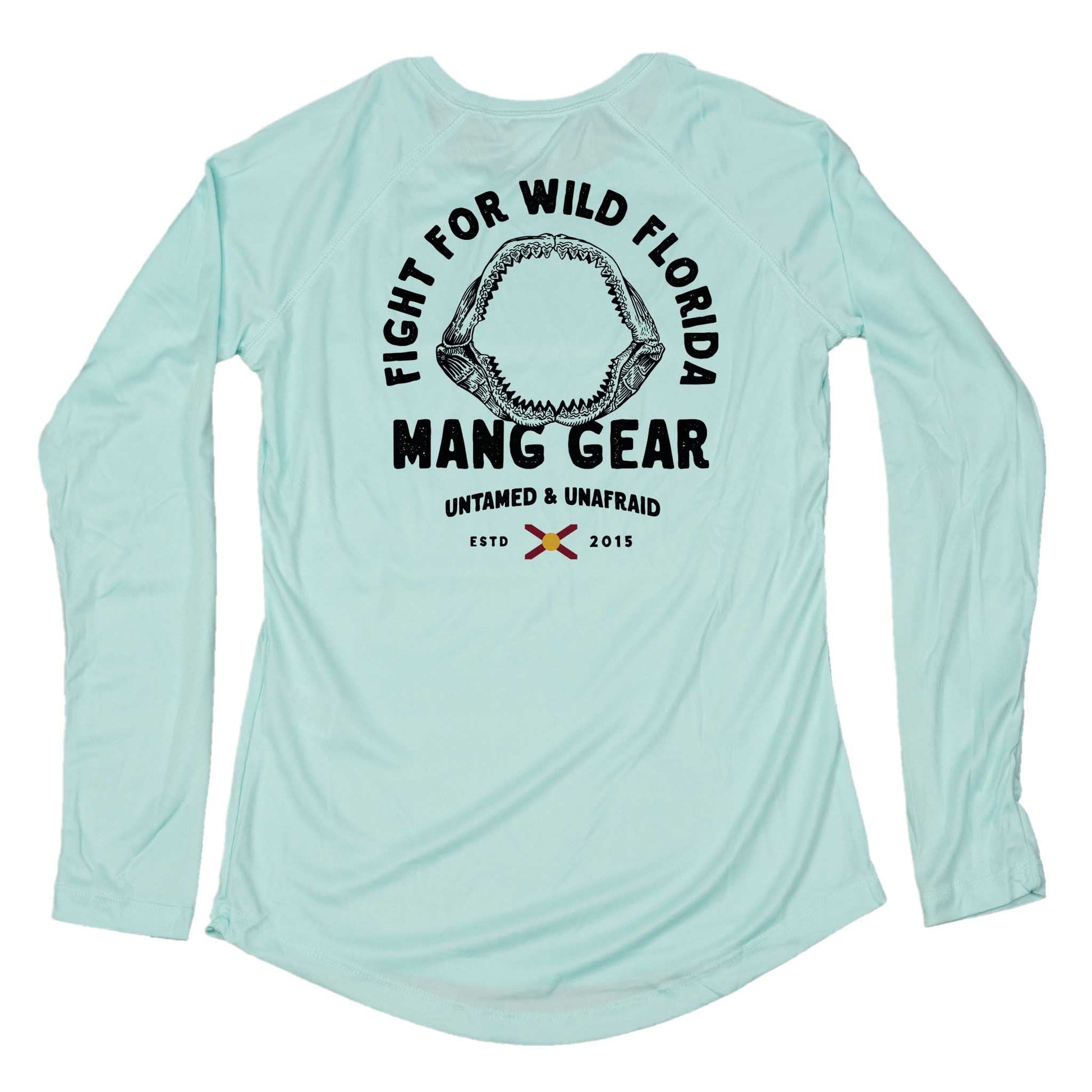 MANG Fight For Wild Florida Shark Jaws - Women's - LS - XS-Seagrass
