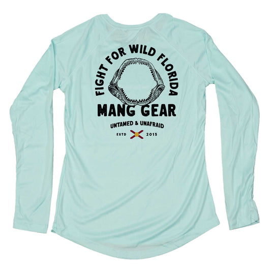 MANG Fight For Wild Florida Shark Jaws - Women's - LS - XS-Seagrass
