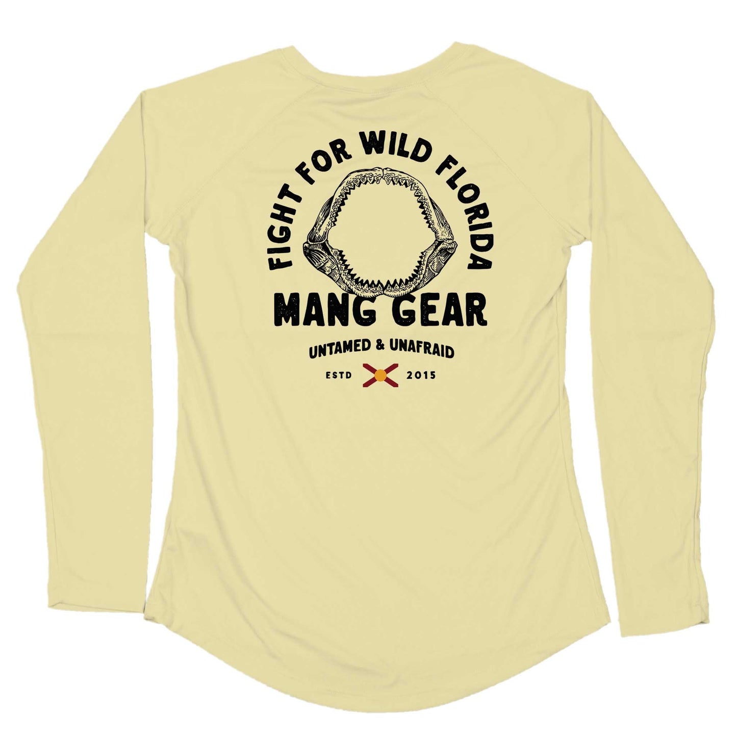 MANG Fight For Wild Florida Shark Jaws - Women's - LS - XS-Sunshine Yellow