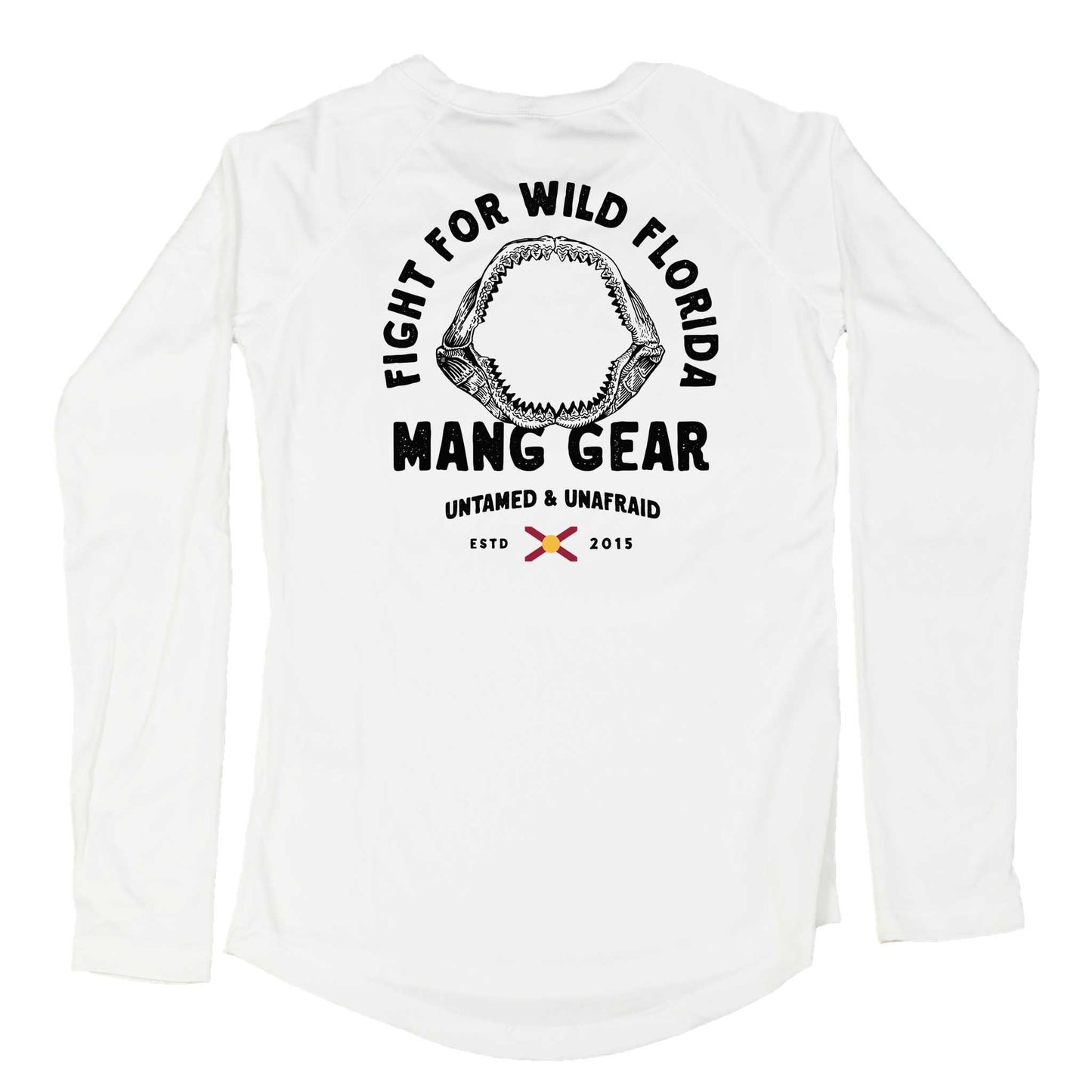 MANG Fight For Wild Florida Shark Jaws - Women's - LS - XS-White